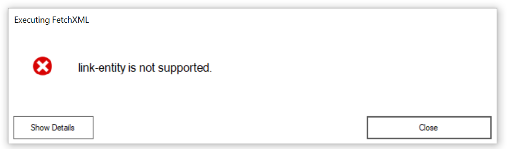 link-entity is not supported